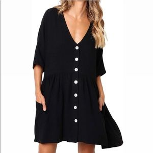 Black V-Neck Mini Dress